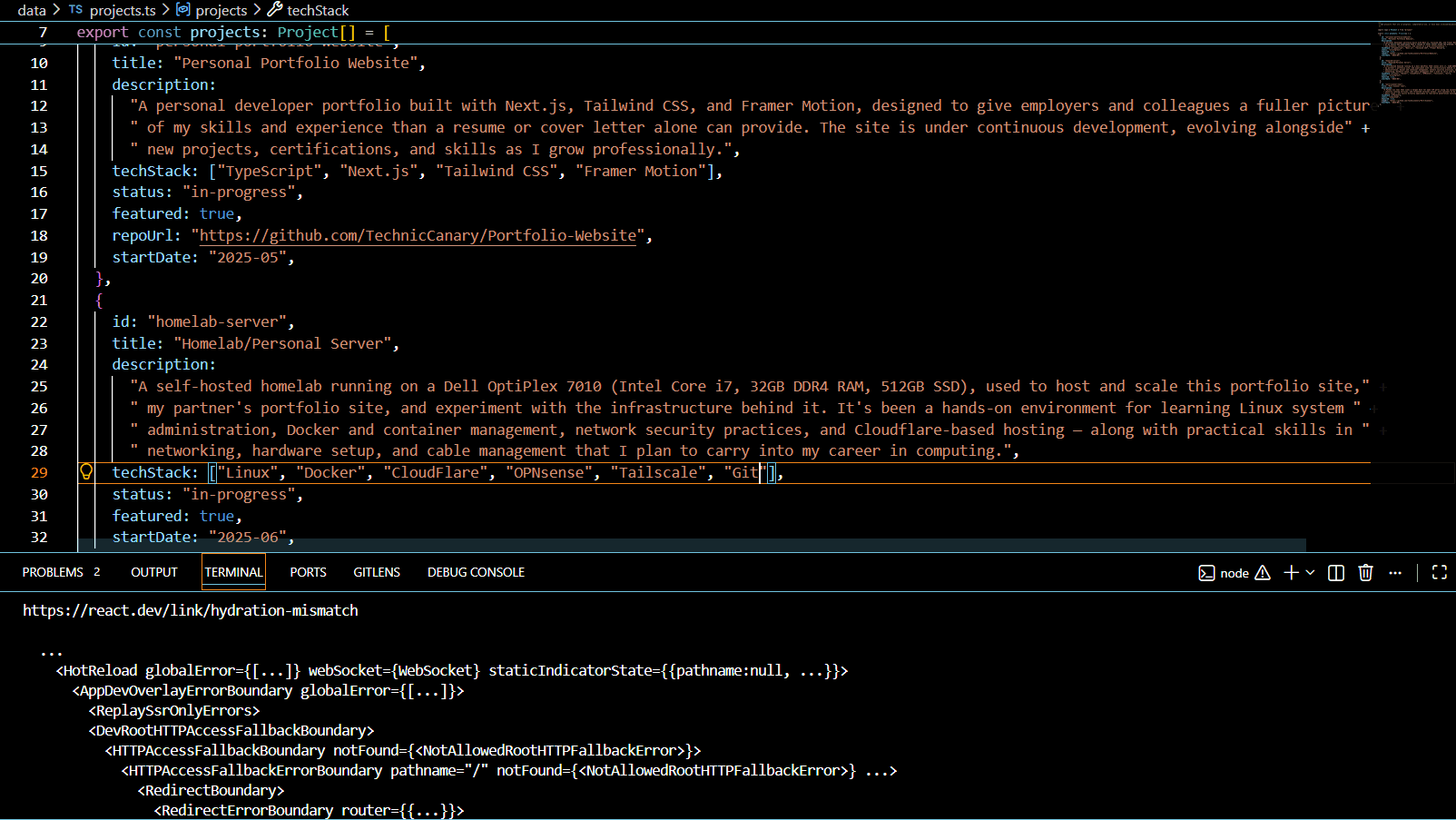 Editing the portfolio site in VS Code